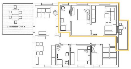 Grundriss der Ferienwohnung 1 im Haus Hienhartweg 11