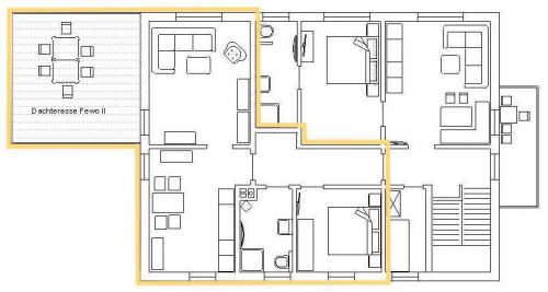 Grundriss der Ferienwohnung 2 im Haus Hienhartweg 11