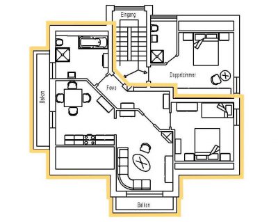 Grundriss der Ferienwohnung 3 im Haus Am Anger 8, Ferienwohnungen Sankt Englmar